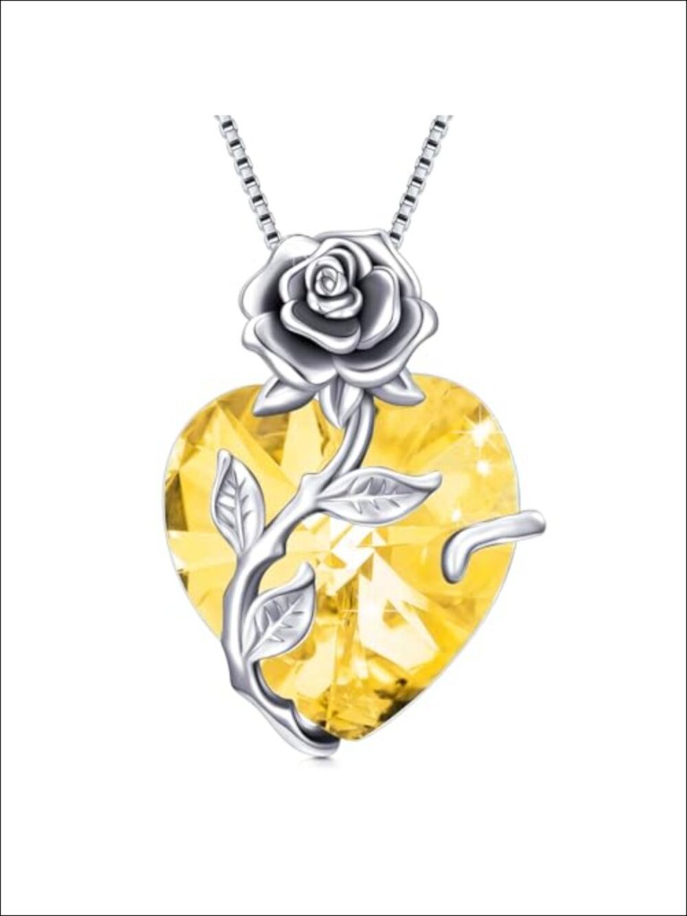 Sterling Silver Rose Flower Heart Pendant Necklace 18" New